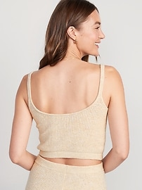 Cropped Waffle-Knit Lounge Cami Tank Top