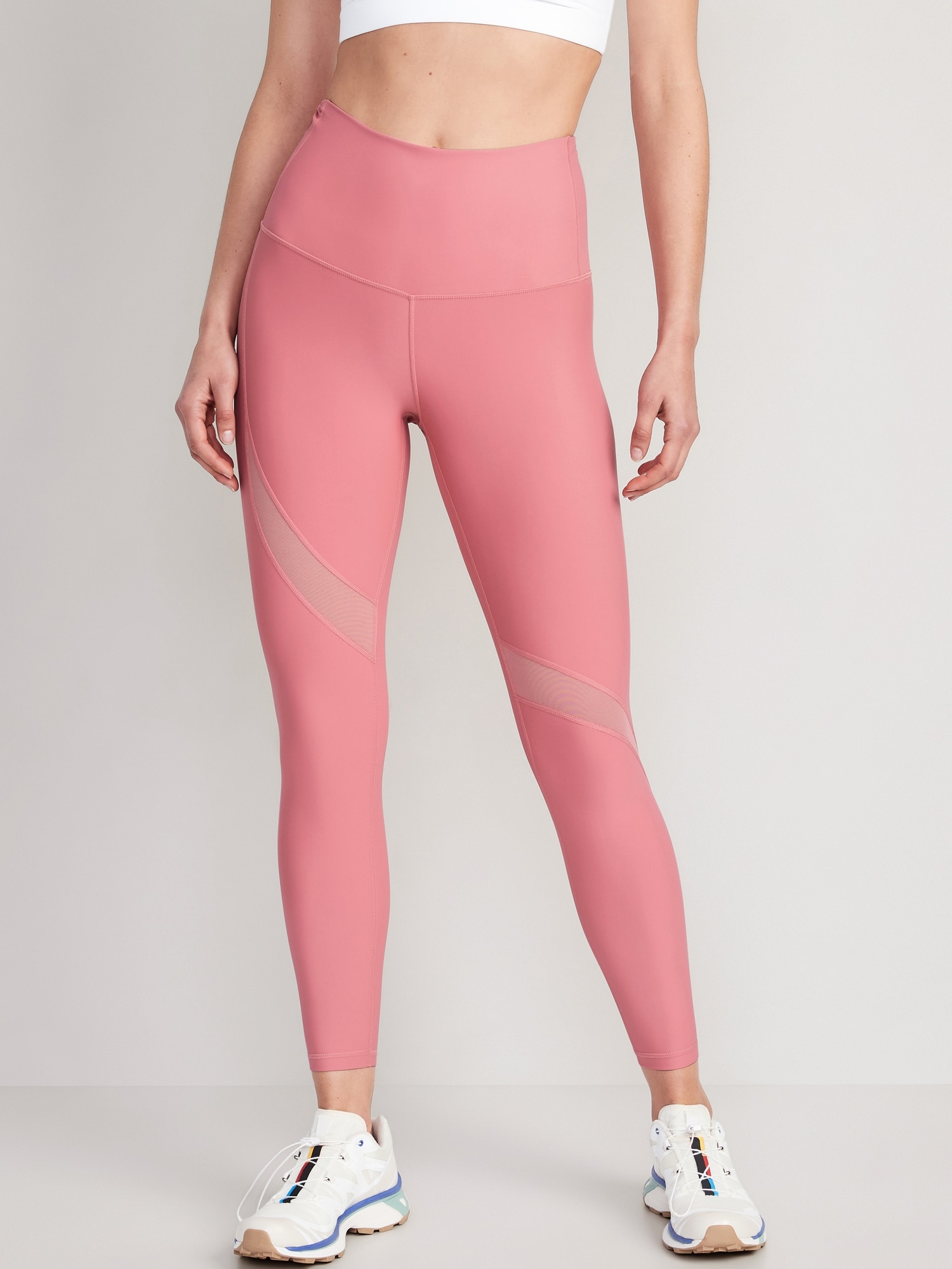 Old Navy Extra High-Waisted PowerSoft Mesh-Paneled 7/8-Length Leggings for Women pink. 1