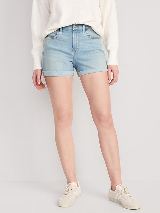 Image number 1 showing, Mid-Rise Wow Jean Shorts -- 3-inch inseam