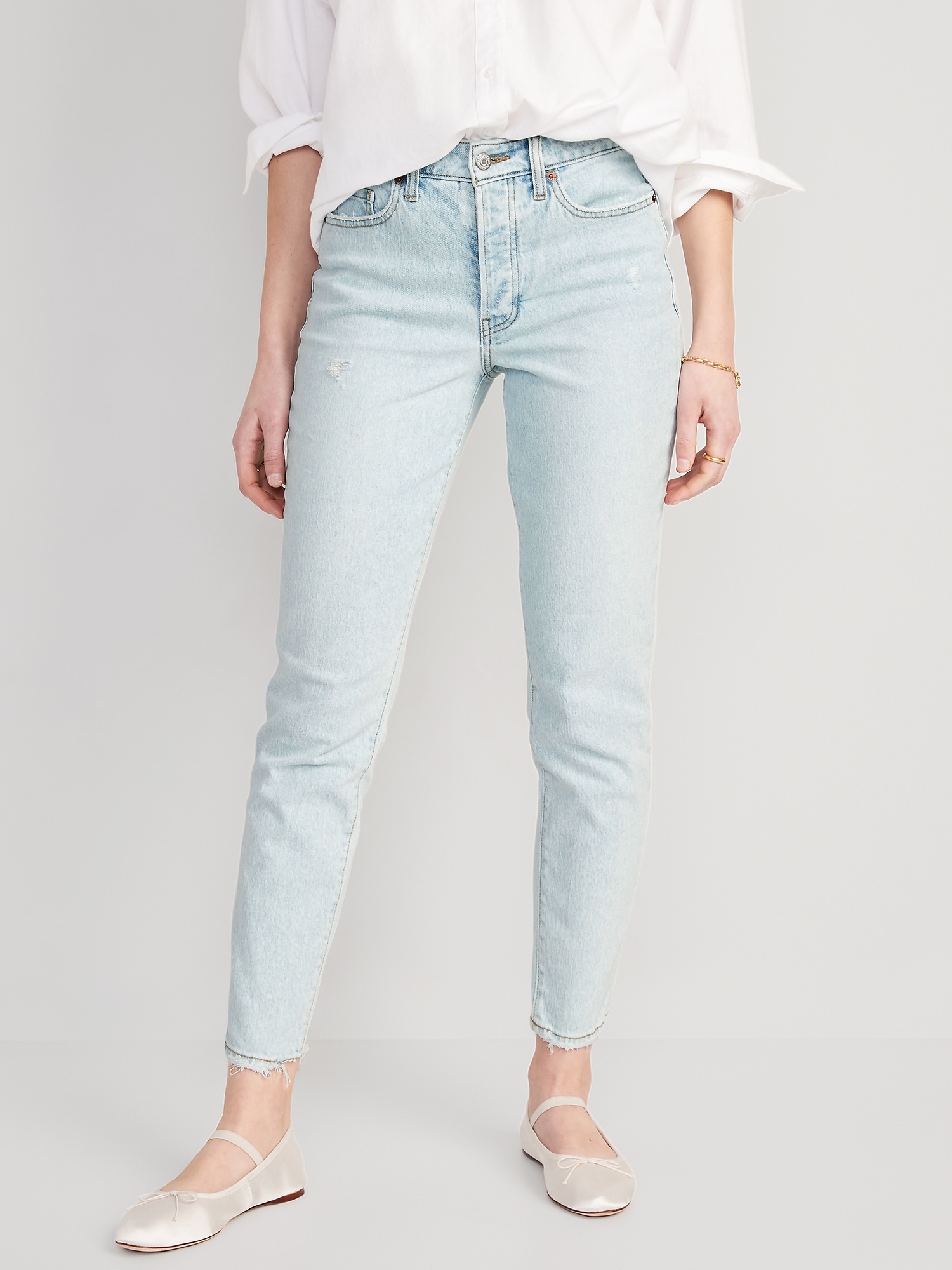 Old Navy High-Waisted OG Straight Ankle Jeans for Women blue. 1