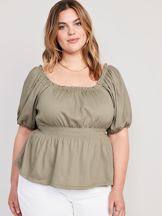 Puff-Sleeve Smocked Babydoll Blouse for Women | Old Navy
