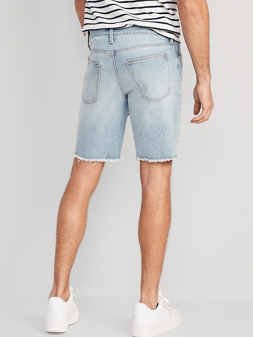 View large product image 2 of 3. Slim Ripped Cut-Off Jean Shorts -- 9-inch inseam