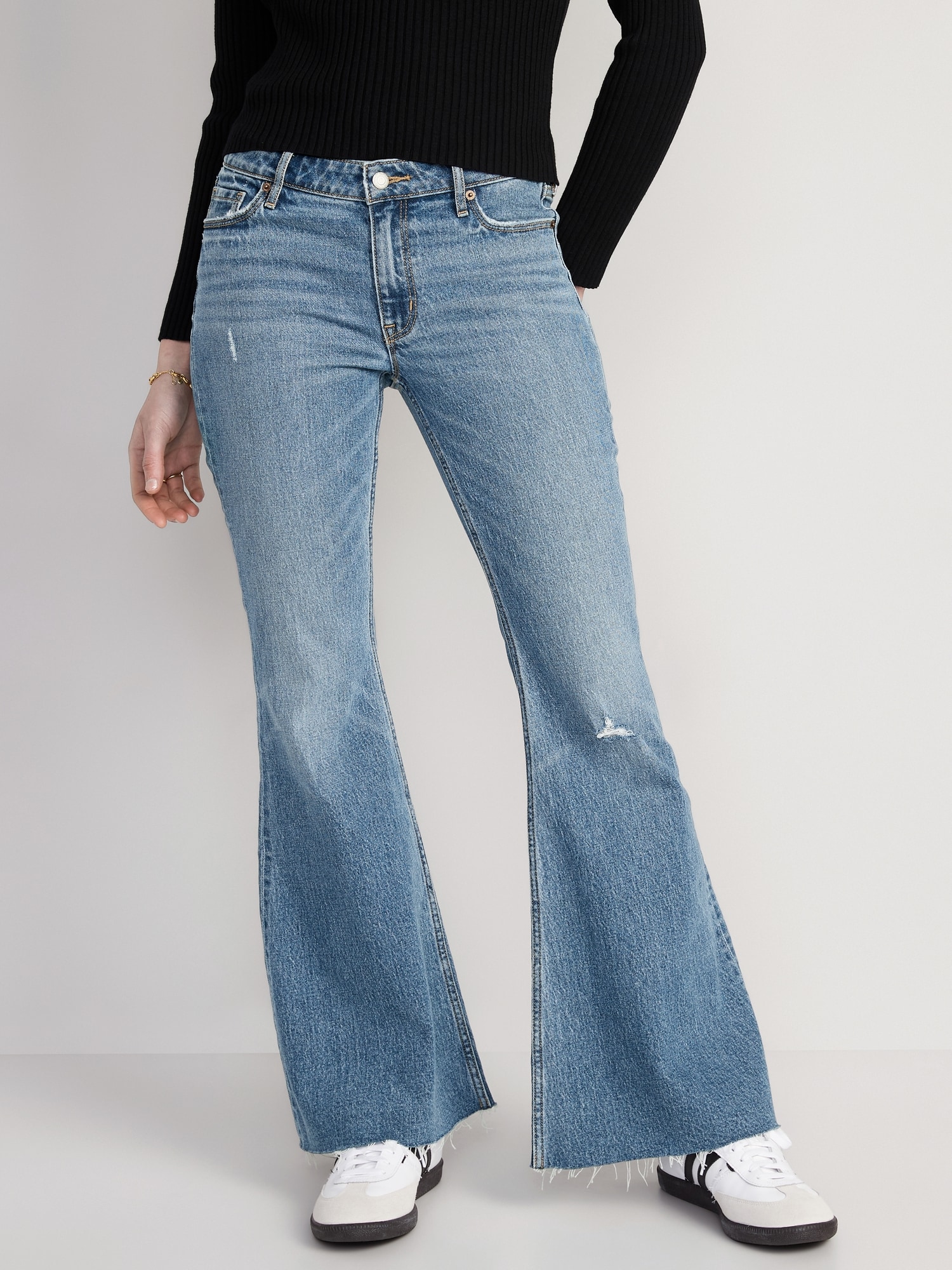 Mid-Rise Cut-Off Super-Flare Jeans for Women | Old Navy