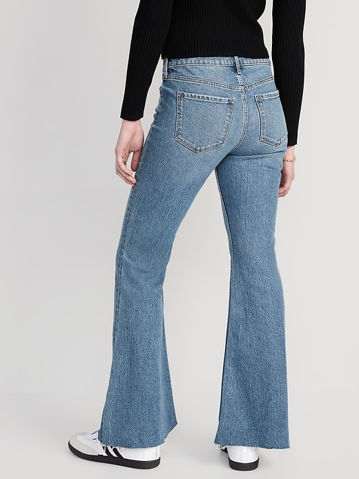 Image number 2 showing, Mid-Rise Cut-Off Super-Flare Jeans