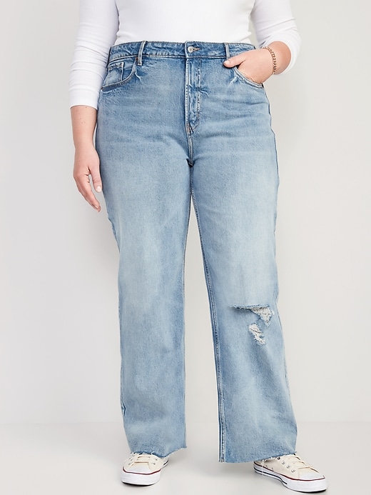 Image number 7 showing, Extra High-Waisted Wide-Leg Ripped Jeans for Women