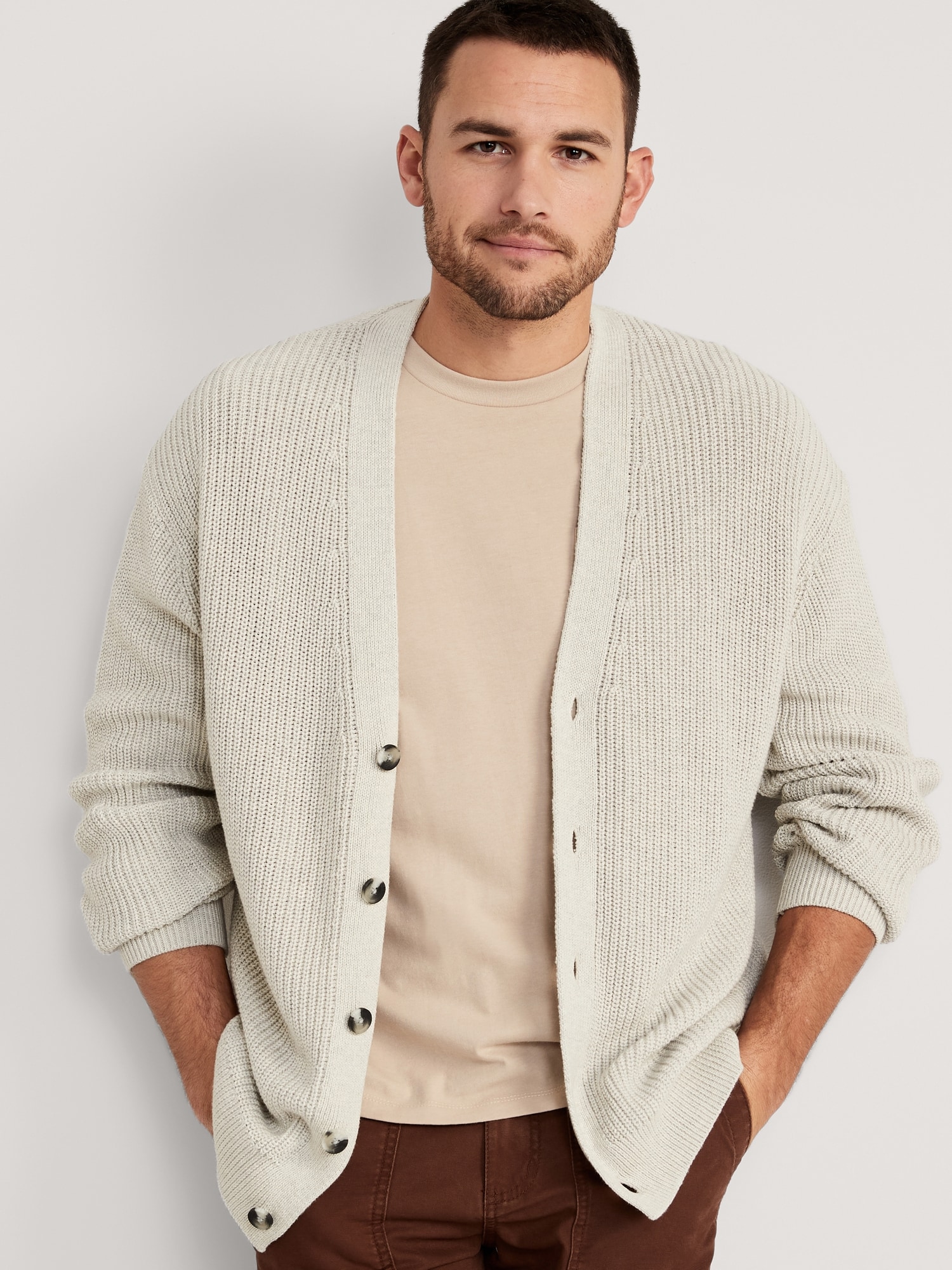 Loose-Fit Button-Front Cardigan