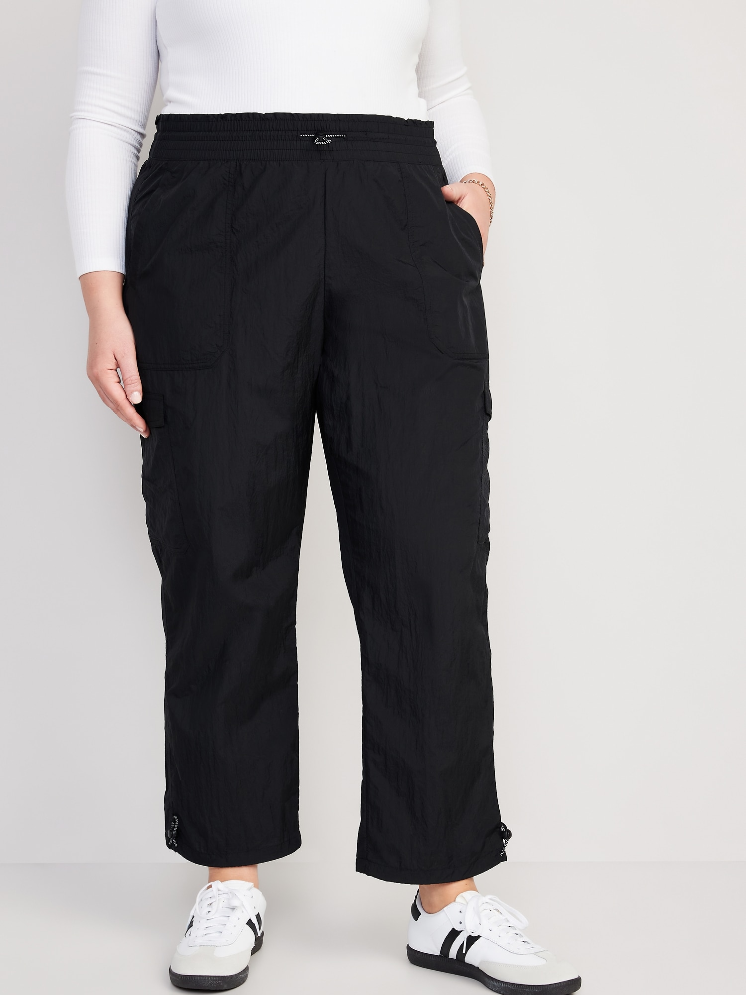 High-Waisted Parachute Cargo Jogger Ankle Pants | Old Navy