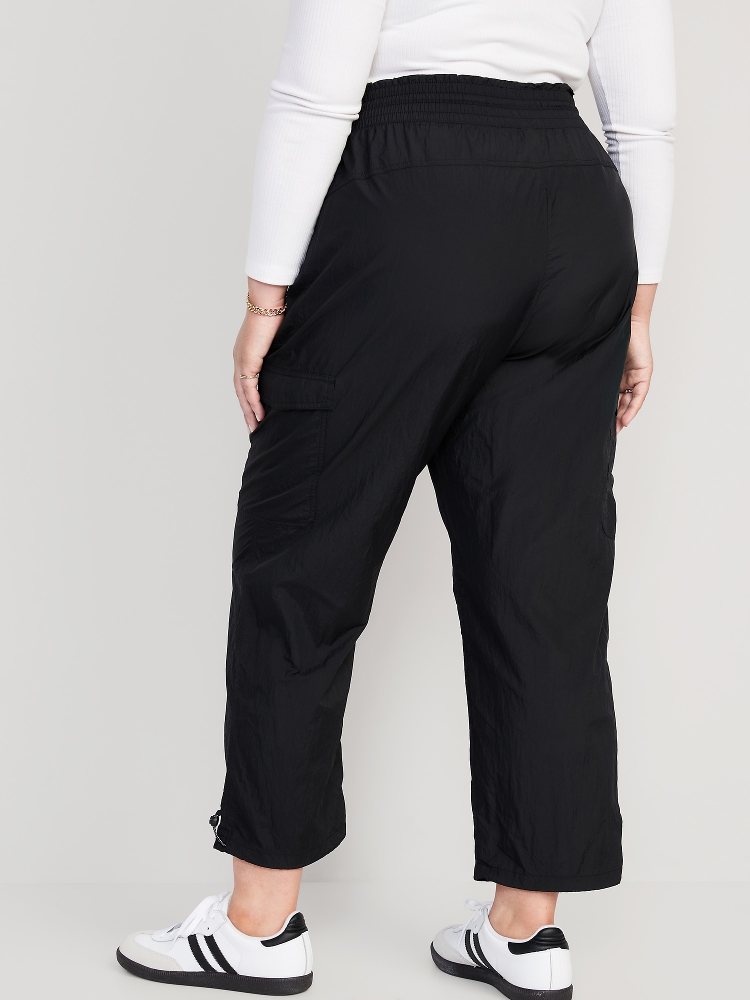 High-Waisted Parachute Cargo Jogger Ankle Pants for Women