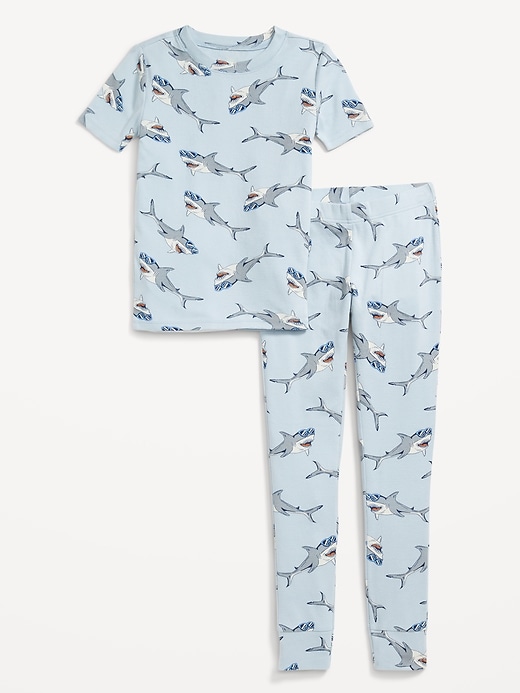 View large product image 1 of 2. Gender-Neutral Short-Sleeve Printed Snug-Fit Pajama Set for Kids