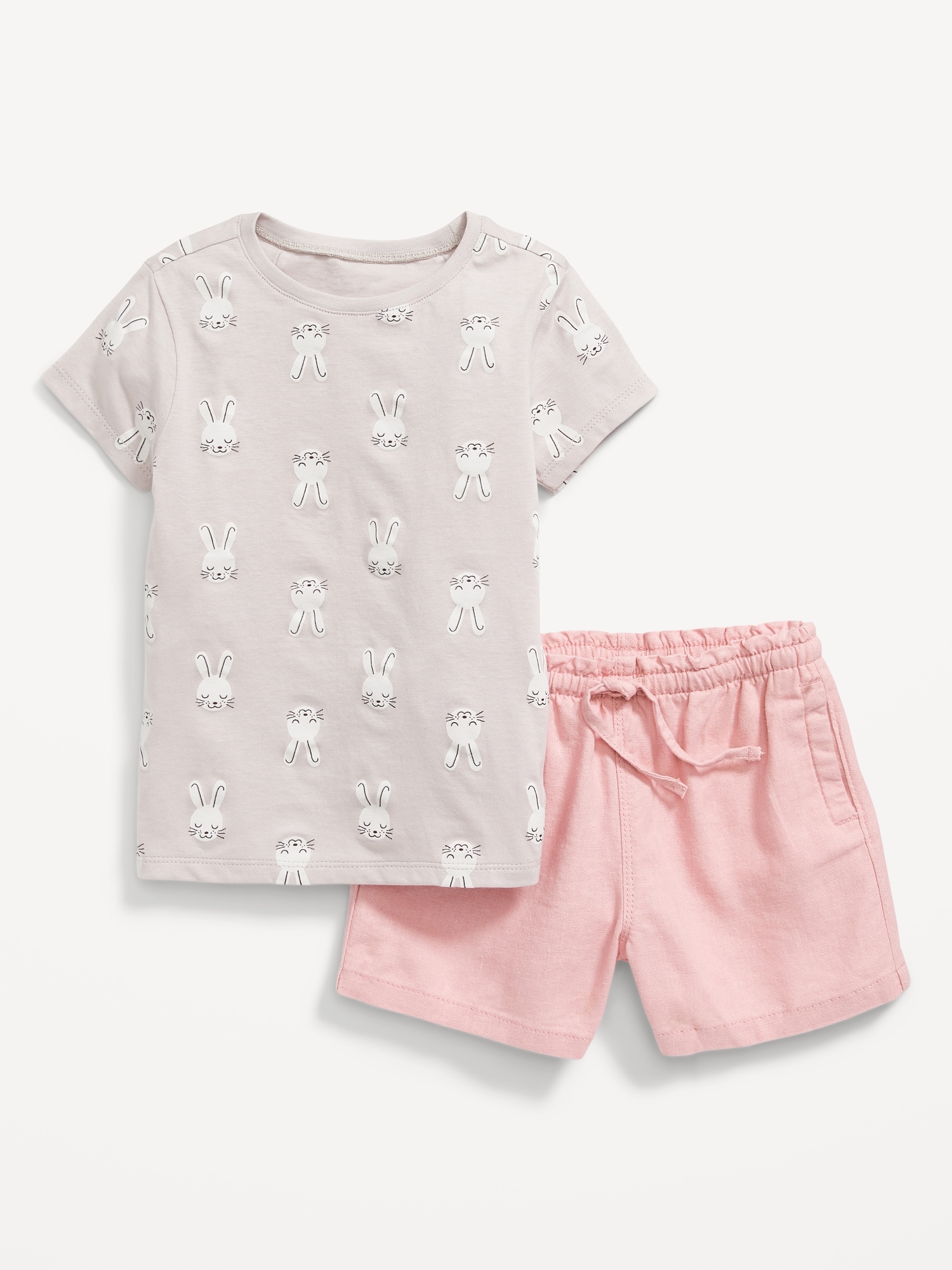 Old Navy Printed Crew-Neck T-Shirt & Pull-On Shorts for Toddler Girls pink. 1