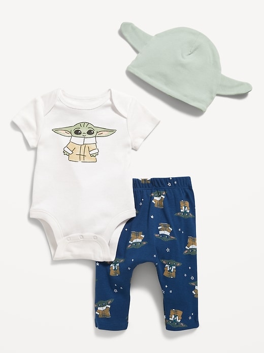 View large product image 1 of 2. Star Wars: The Mandalorian™ The Child Unisex 3-Piece Bodysuit, Pants & Hat Layette for Baby
