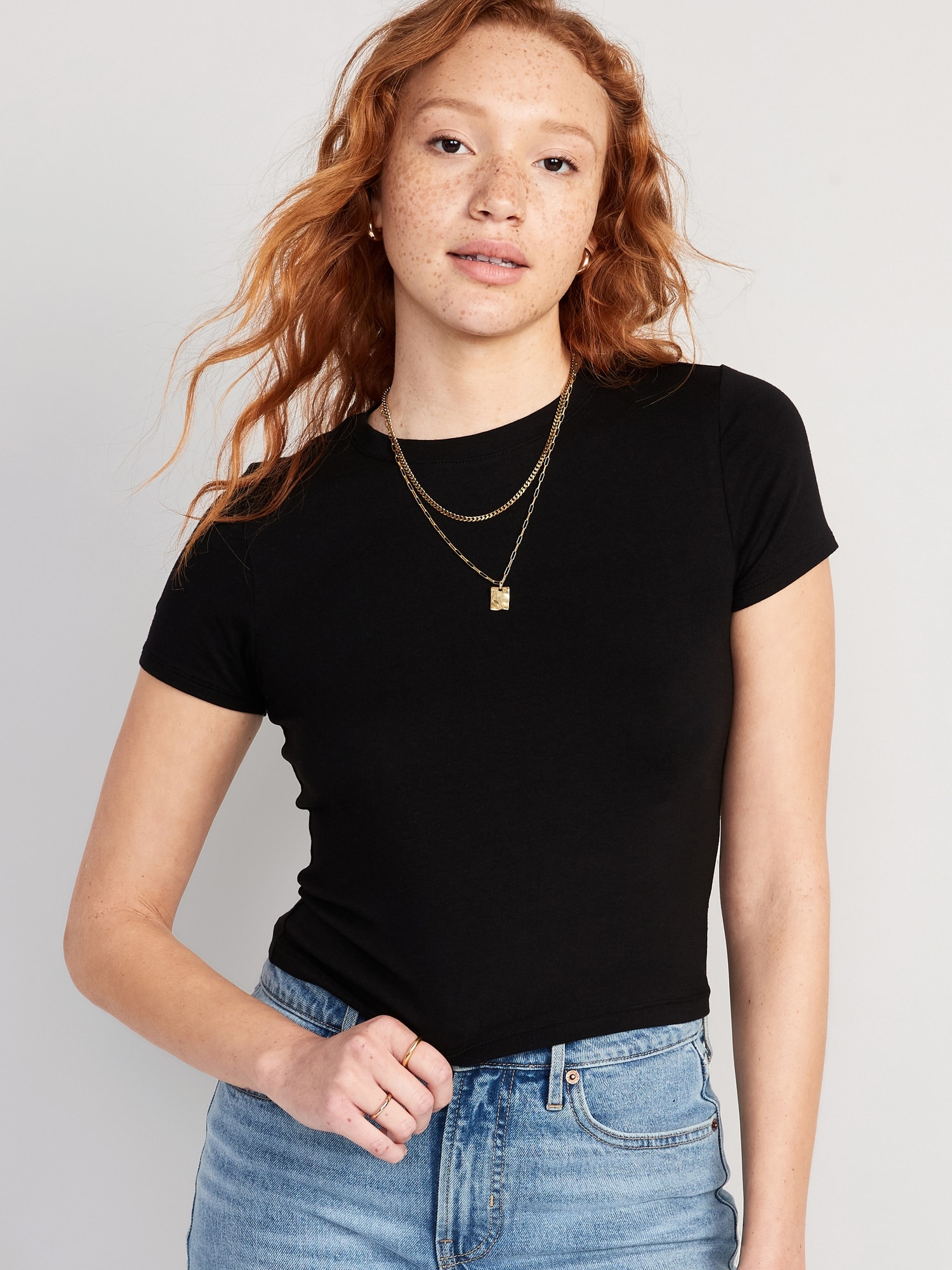 Old Navy Bestee Cropped Crew-Neck T-Shirt black. 1