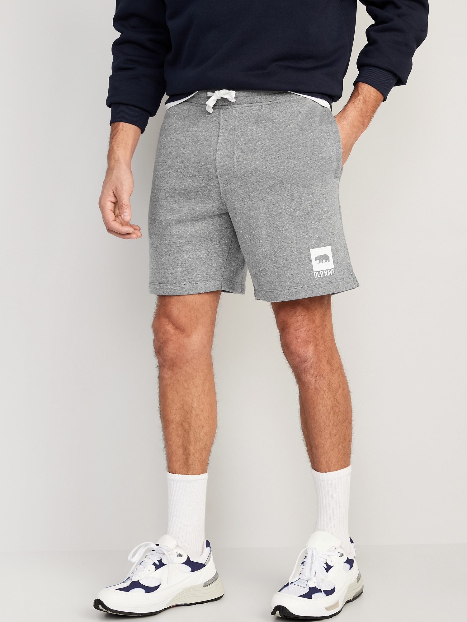 Old Navy Fleece Logo Shorts for Men -- 7-inch inseam gray. 1