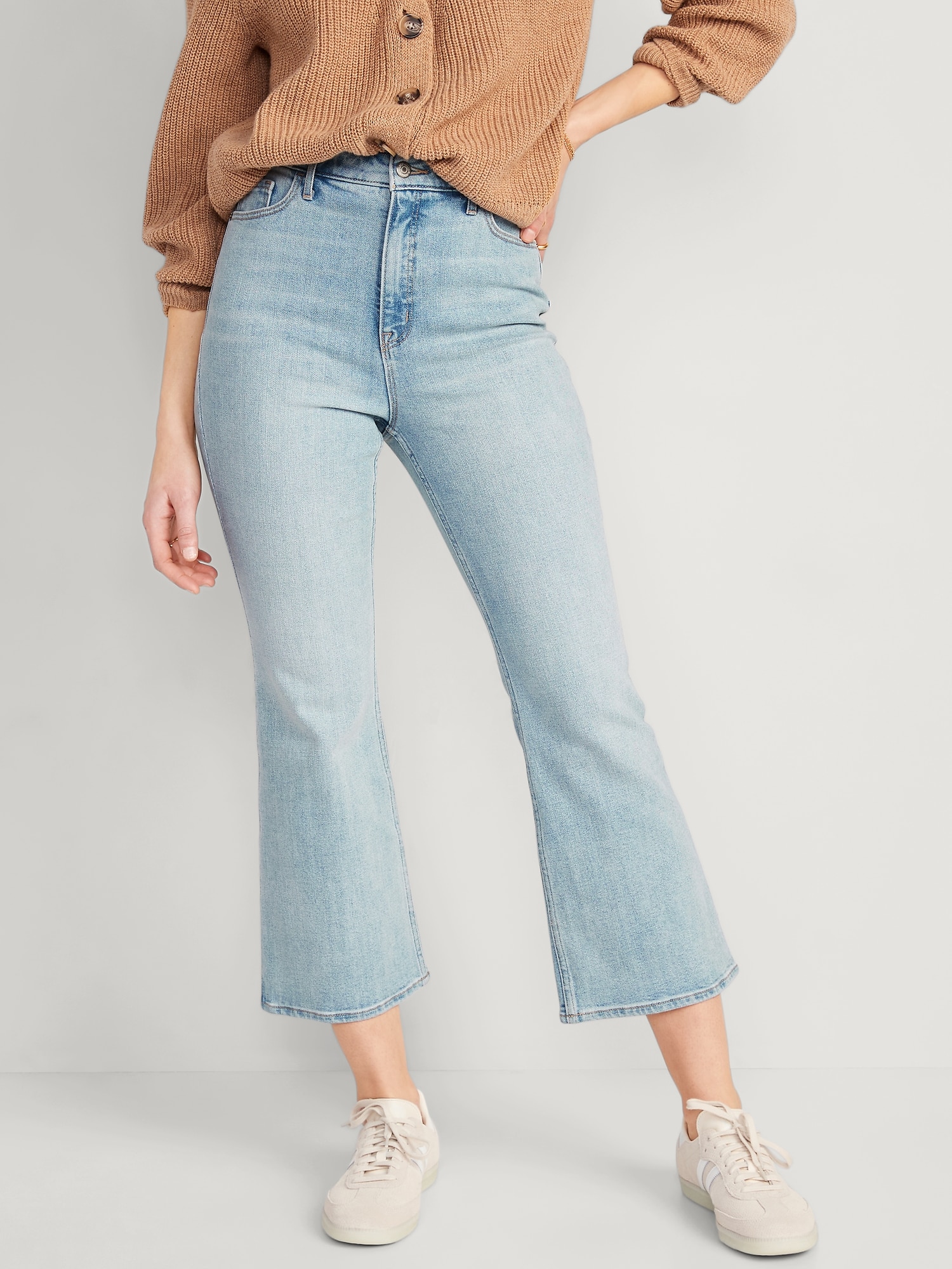 Higher High-Waisted Cropped Flare Jeans