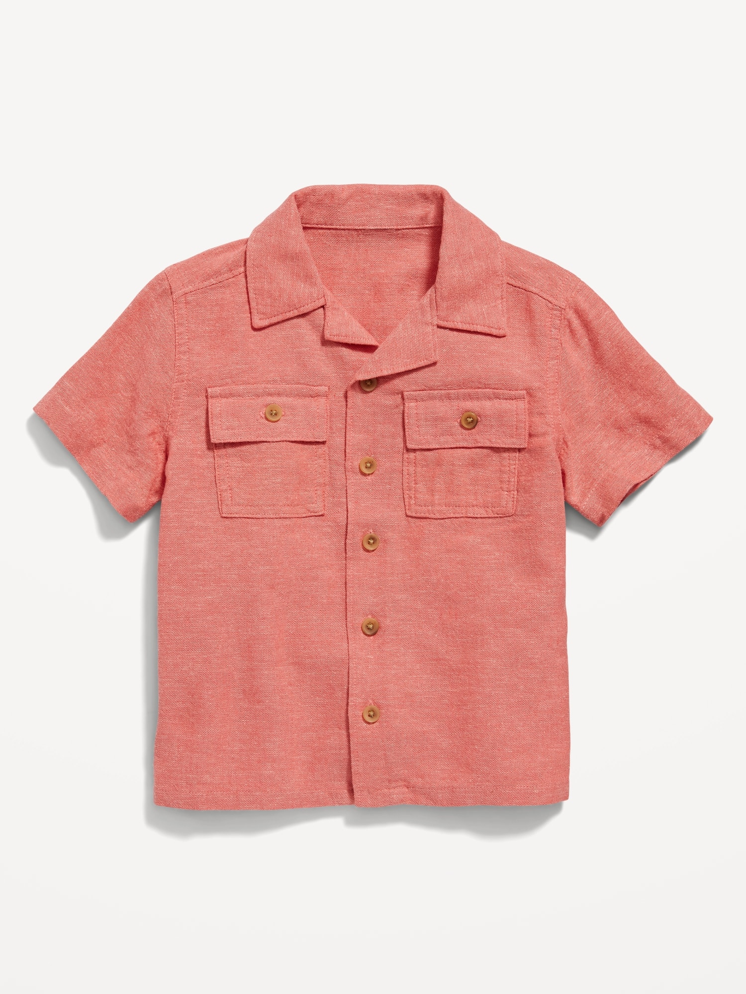 Old Navy Short-Sleeve Linen-Blend Camp Shirt for Toddler Boys multi. 1