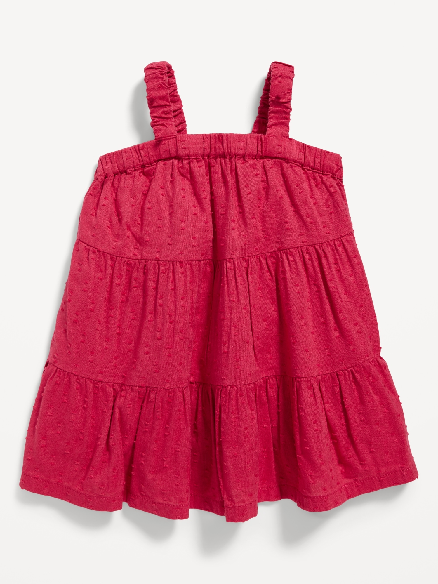 Old Navy Sleeveless Tiered Clip-Dot Swing Dress for Baby red. 1