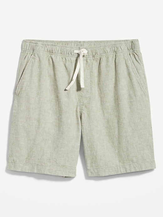 View large product image 2 of 2. Linen-Blend Jogger Shorts -- 7-inch inseam