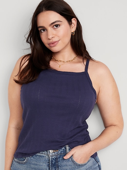 Image number 5 showing, Scallop-Trimmed Pointelle-Knit Cami Top