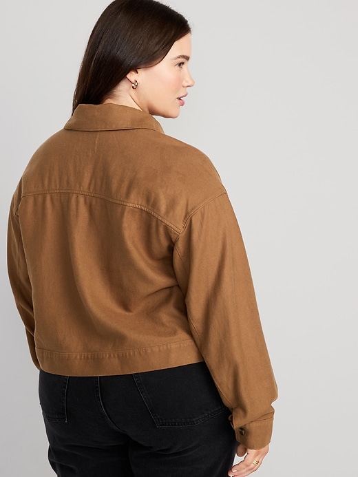 Image number 8 showing, Linen-Blend Cropped Utility Jacket