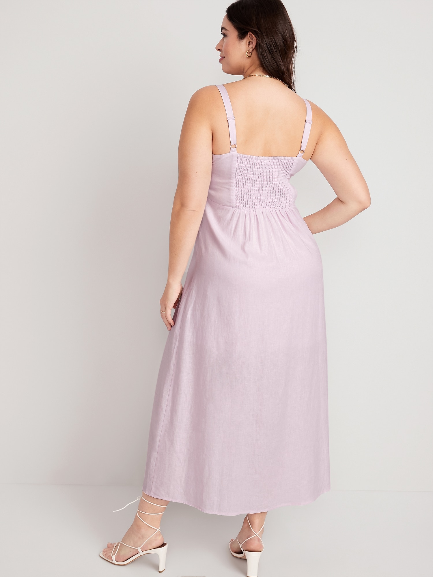 Fit & Flare Linen-Blend Ruffle-Trimmed Maxi Cami Dress for Women | Old Navy