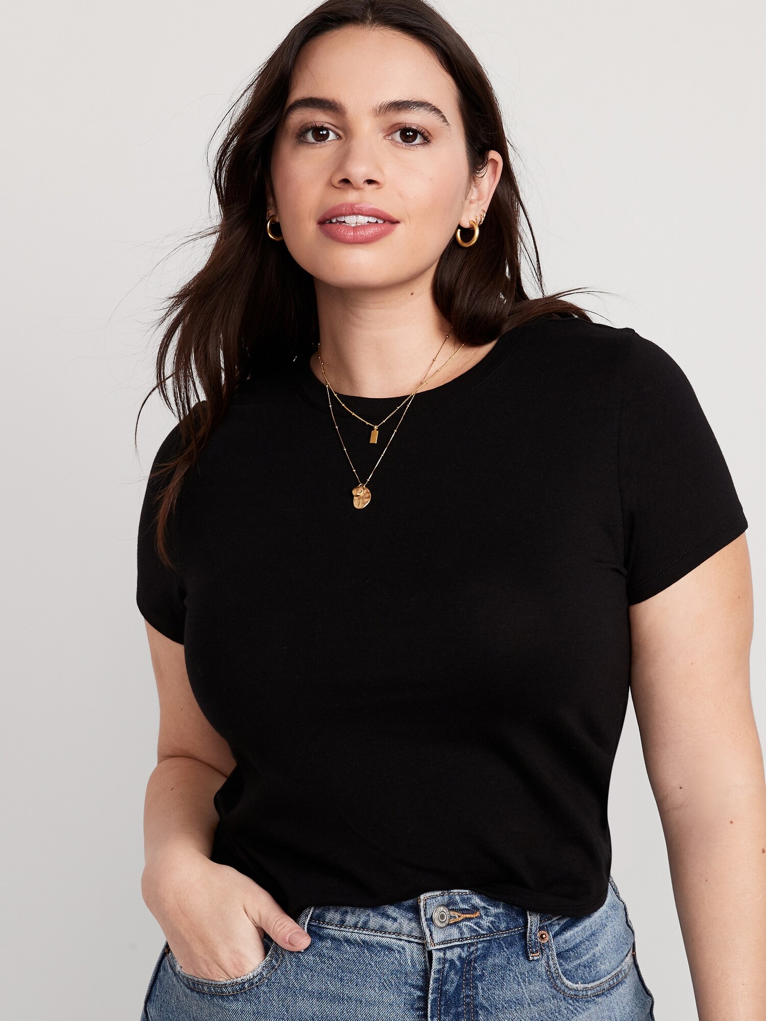 Женская футболка Old Navy Bestee Crop T-Shirt, цвет: Чёрный — фото 5