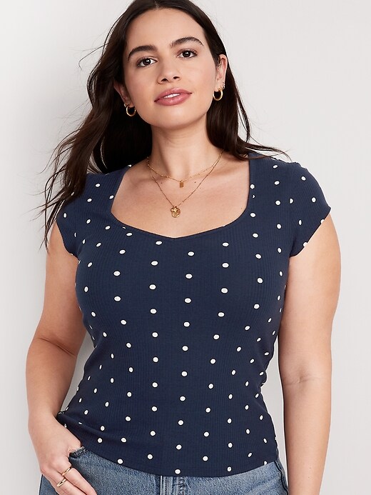 PolkaDot SweetheartNeck RibKnit TShirt for Women Old Navy