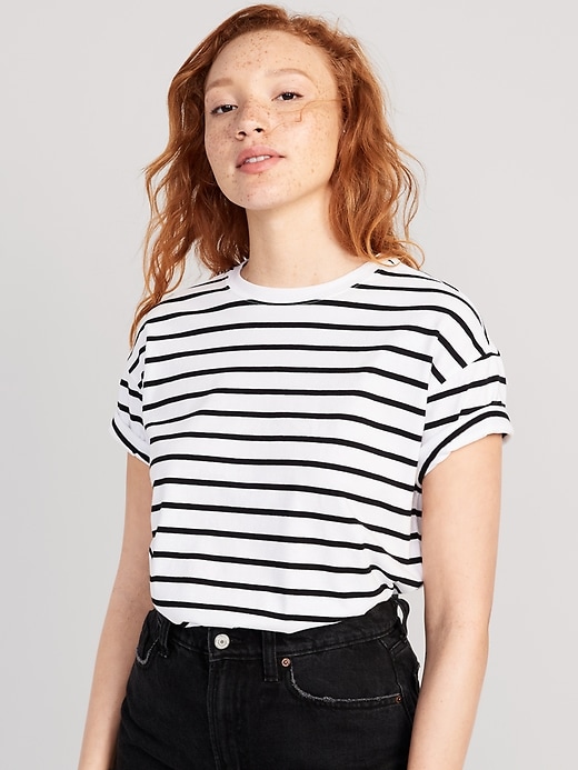 Vintage Striped Drop Shoulder T-Shirt for Women | Old Navy