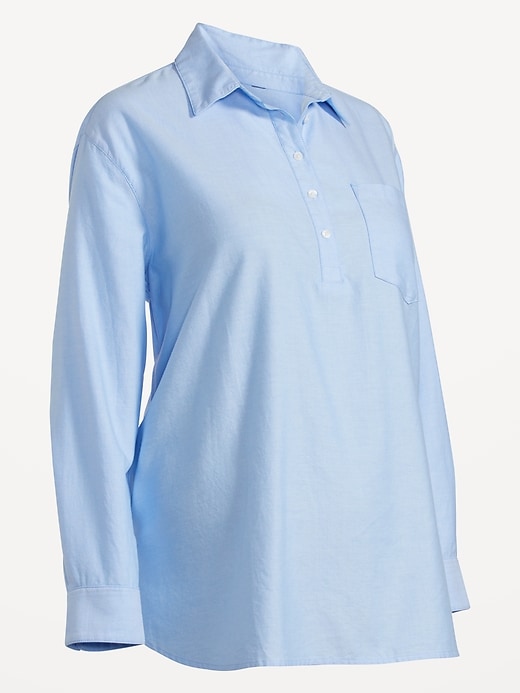 Image number 4 showing, Maternity Oxford Boyfriend Popover Shirt