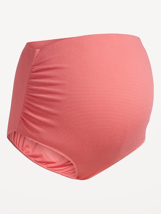 View large product image 2 of 2. Maternity Textured Rollover-Waist Bikini Swim Bottoms