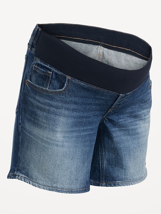 Image number 4 showing, Maternity Front Low Panel OG Straight Jean Shorts -- 5-inch inseam