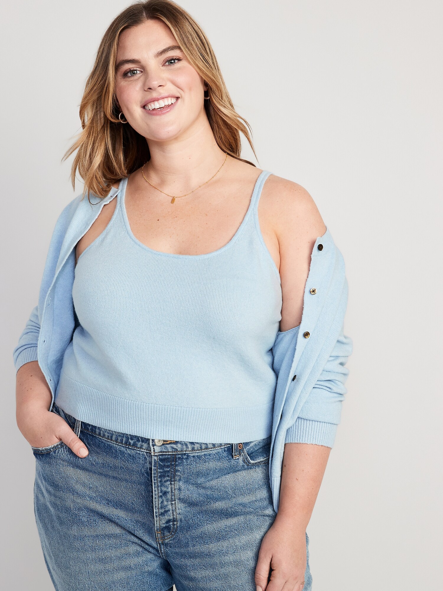 Cozy Cropped Sweater Tank Top for Women Old Navy