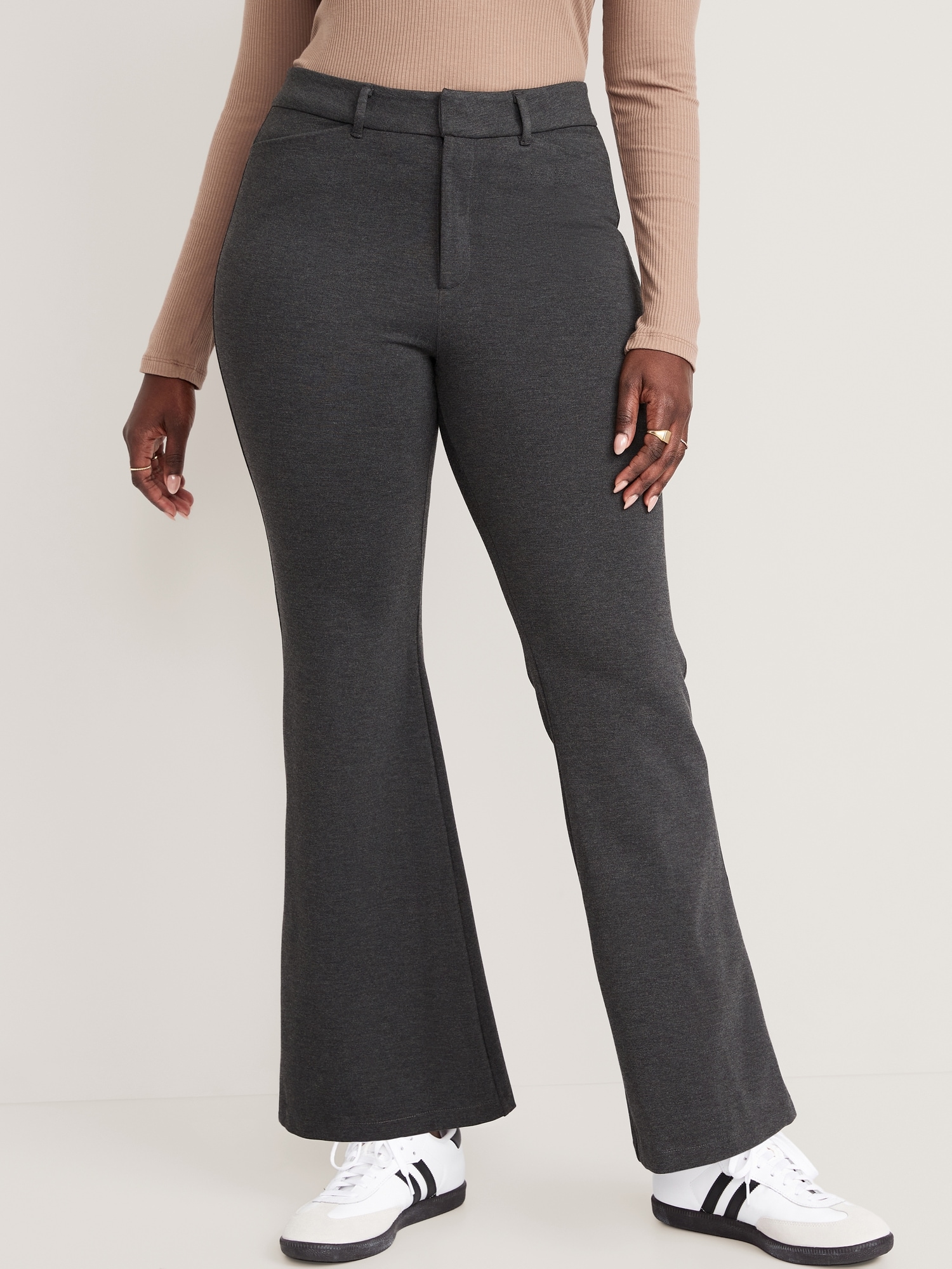 Flared twill trousers - Grey - Ladies | H&M IN