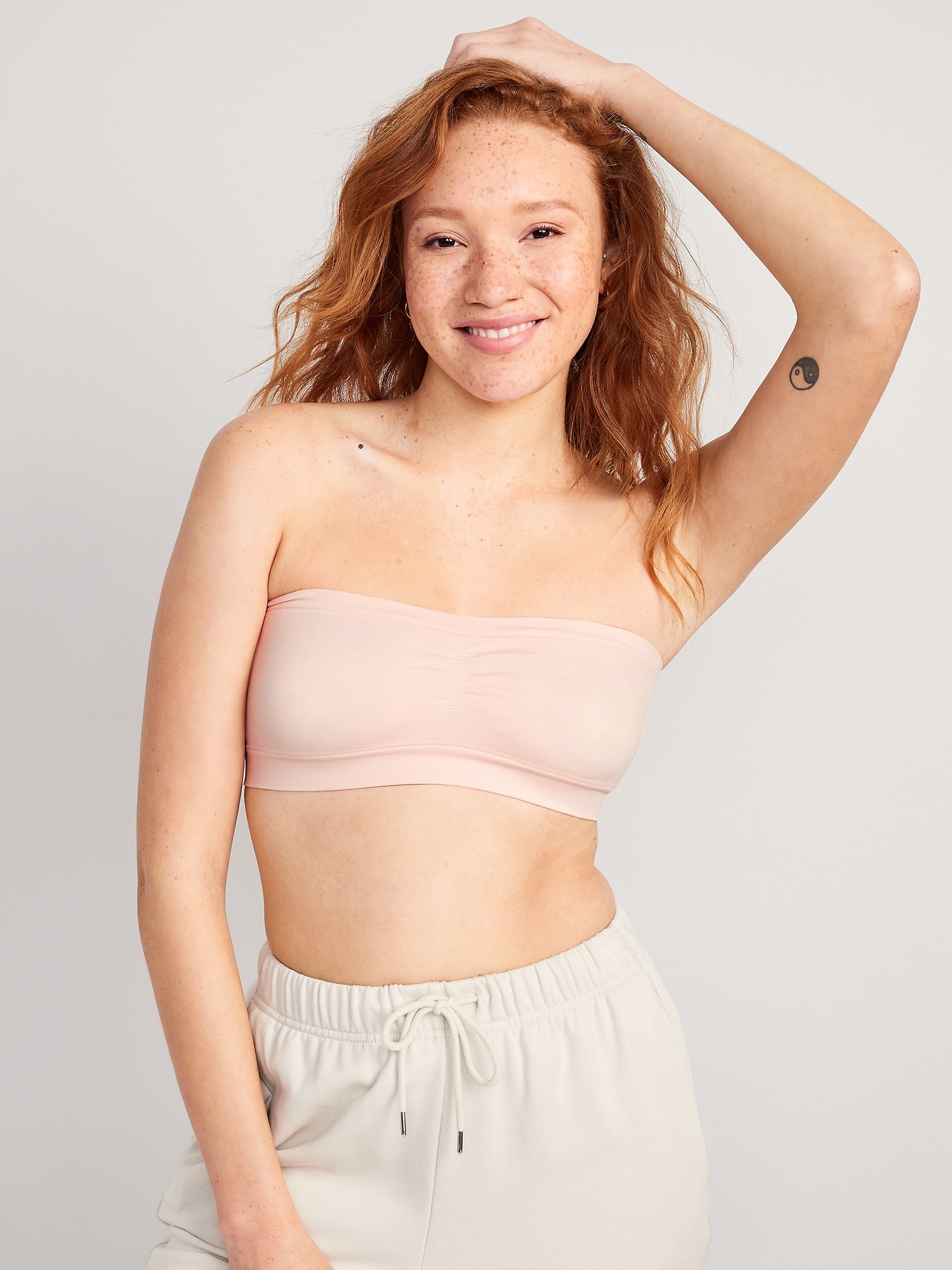 Old Navy - Rib-Knit Seamless Bandeau Bralette Top for Women pink