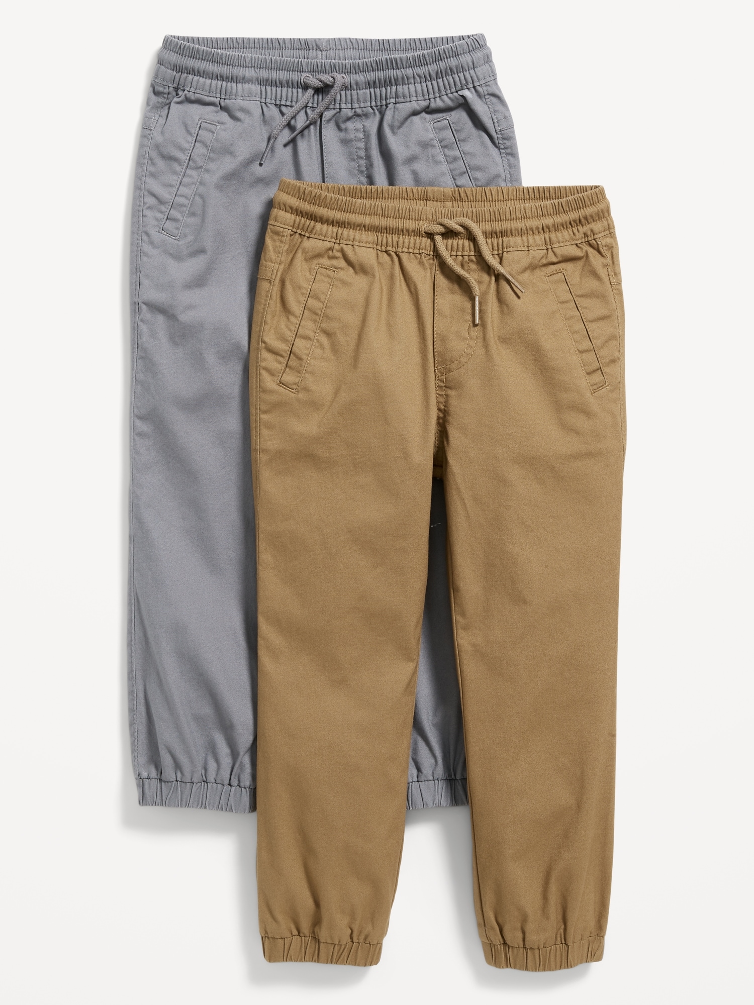 Old Navy Functional-Drawstring Canvas Jogger Pants 2-Pack for Toddler Boys gray. 1