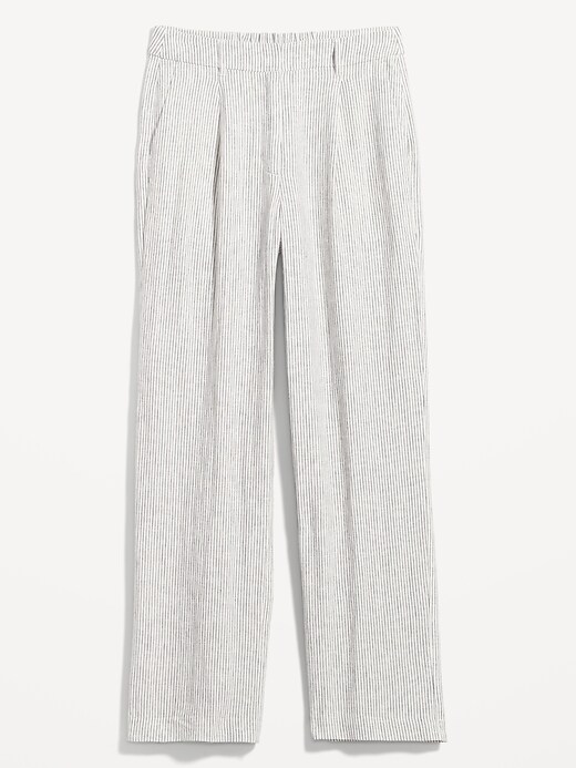 Image number 4 showing, High-Waisted Pleated Taylor Linen-Blend Wide-Leg Trouser Suit Pants