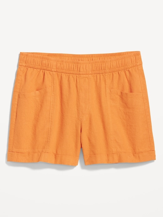 Image number 4 showing, High-Waisted Linen-Blend Utility Shorts -- 3.5-inch inseam