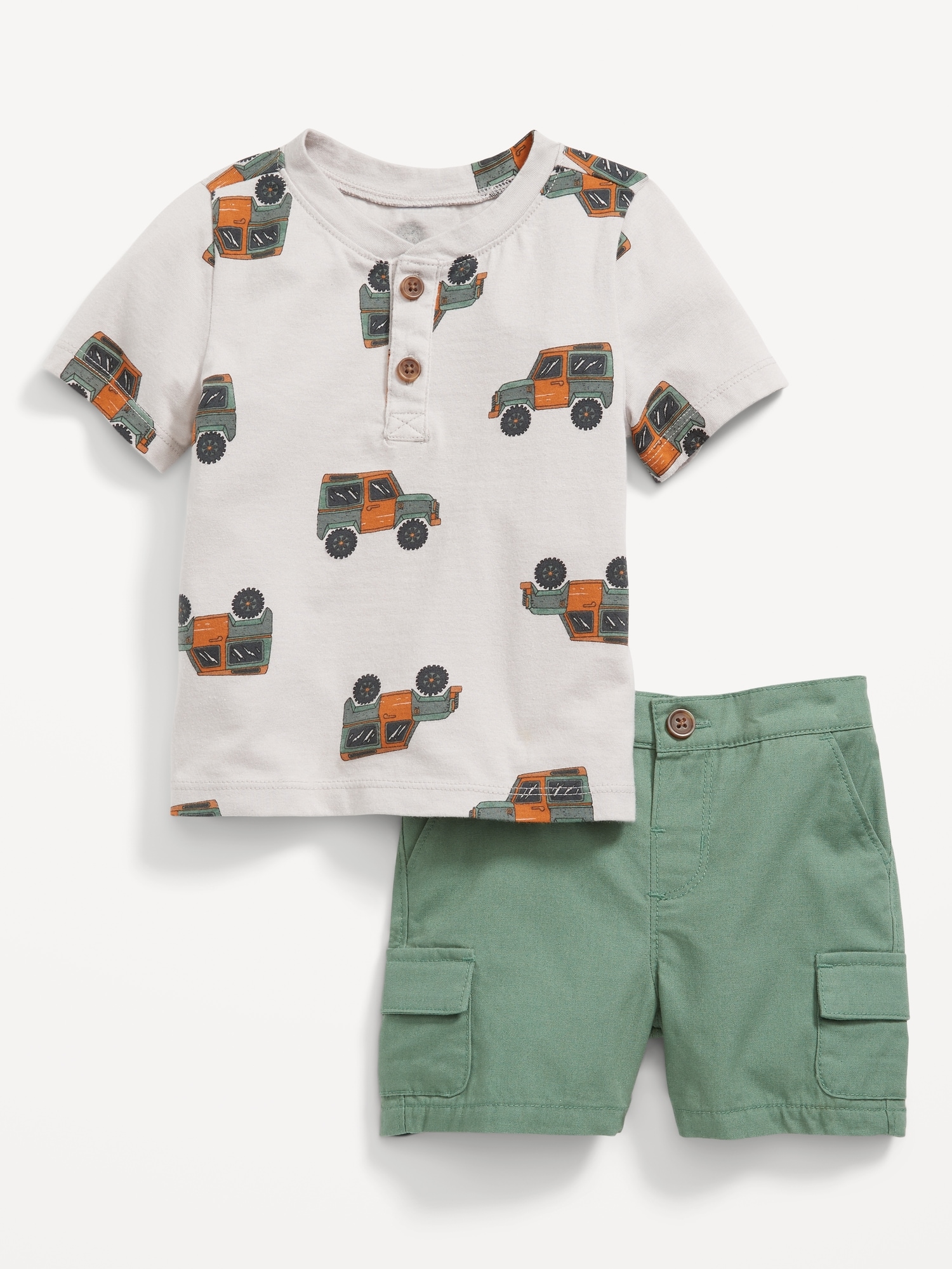 Old Navy Short-Sleeve Henley T-Shirt & Cargo Shorts for Baby multi. 1