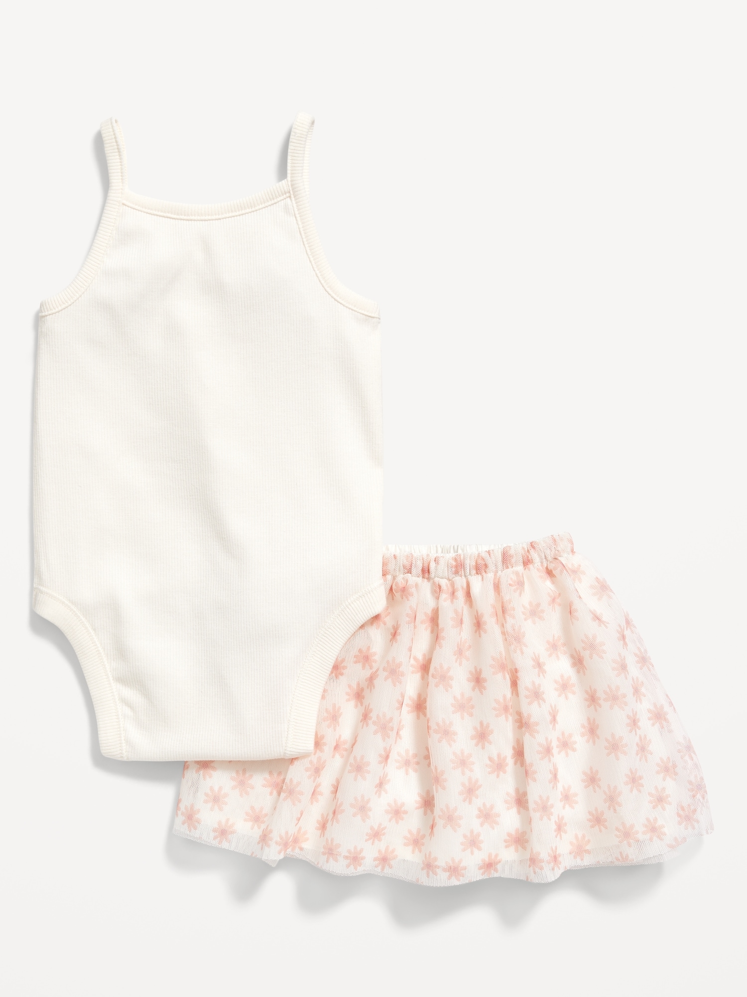 Sleeveless RibKnit Bodysuit & Printed Tulle Tutu Skirt Set for Baby Old Navy