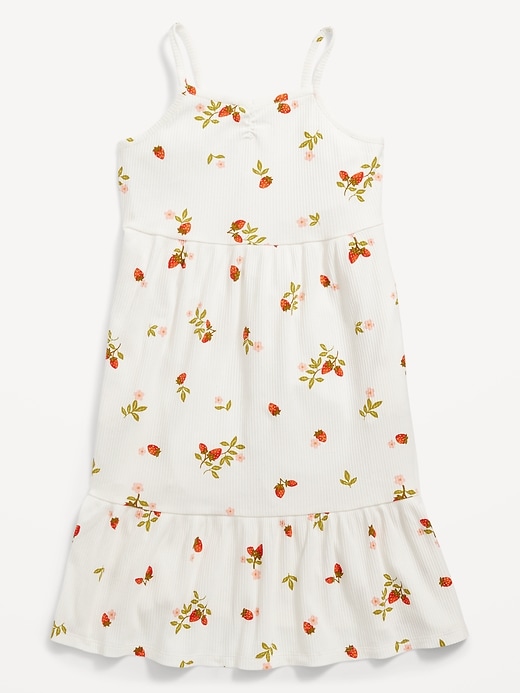 View large product image 1 of 1. Sleeveless Strawberry-Print Rib-Knit Swing Dress for Girls