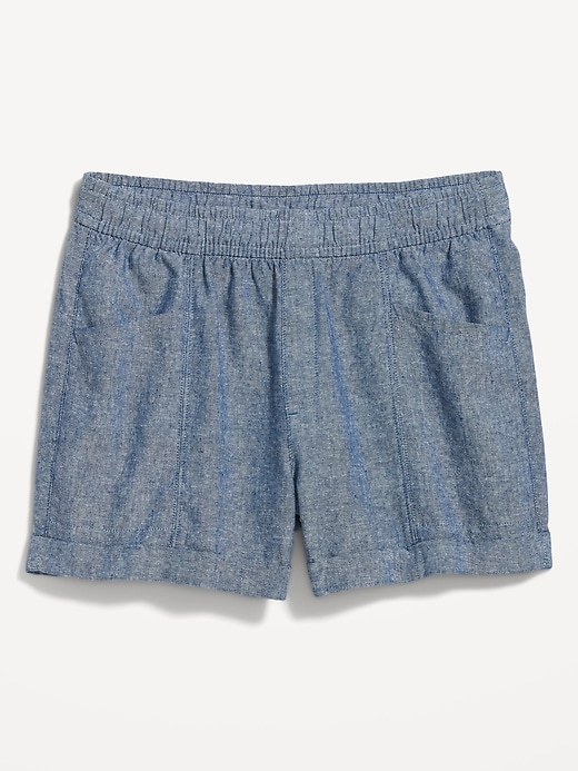 Image number 4 showing, High-Waisted Linen-Blend Chambray Shorts -- 3.5-inch inseam