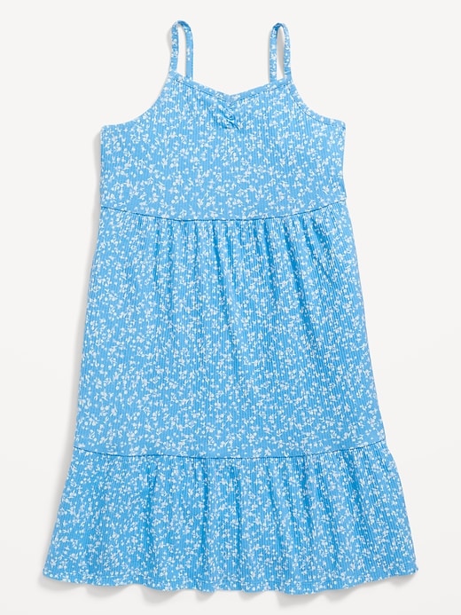 View large product image 2 of 3. Sleeveless Printed Rib-Knit Swing Dress for Girls