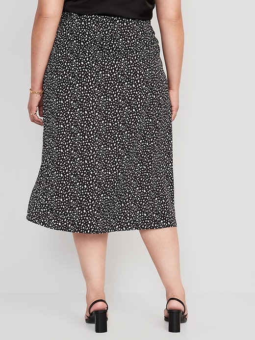 Image number 6 showing, High-Waisted Printed Satin Midi A-Line Wrap Skirt
