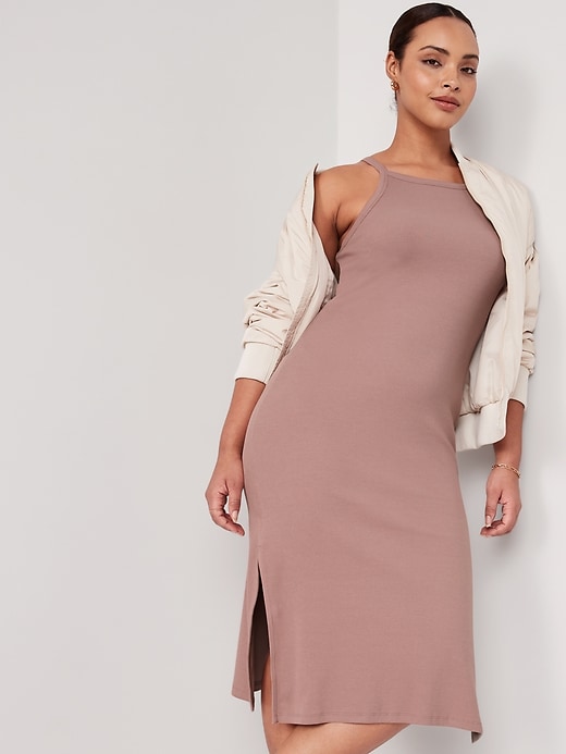 Image number 3 showing, Fitted Sleeveless Rib-Knit Midi Dress