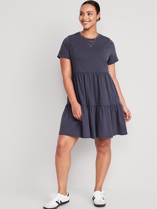 Image number 5 showing, EveryWear Slub-Knit Tiered Mini T-Shirt Swing Dress for Women