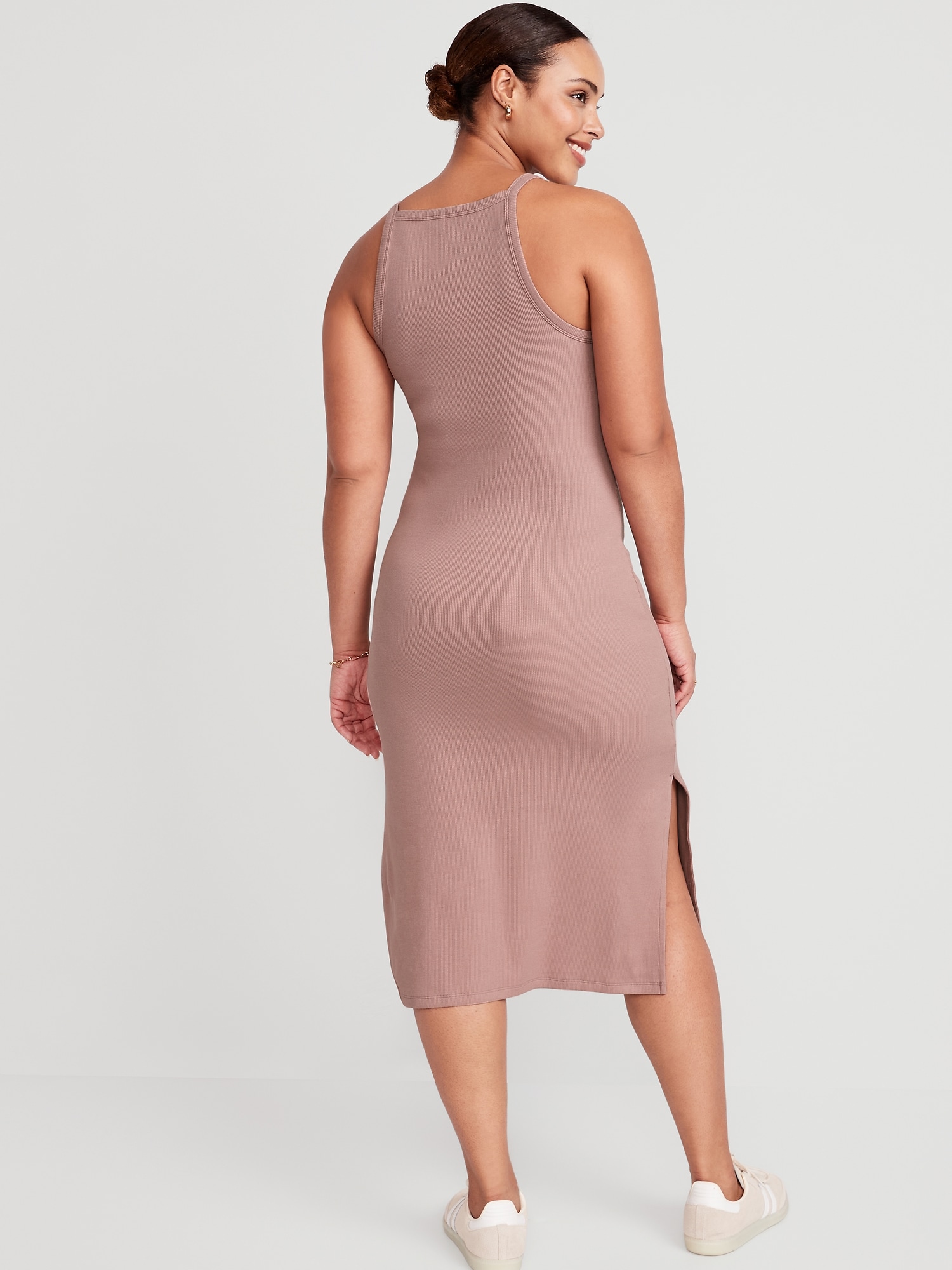 Fitted Sleeveless Rib-Knit Midi Dress For Women | Old Navy