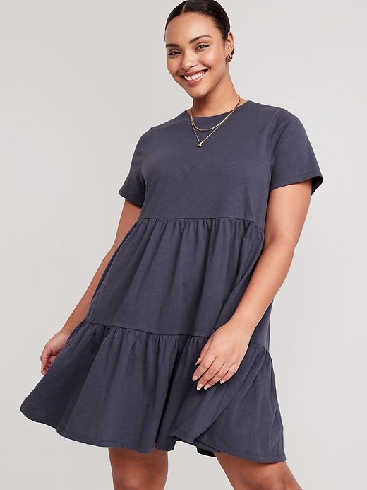 Image number 3 showing, EveryWear Slub-Knit Tiered Mini T-Shirt Swing Dress for Women
