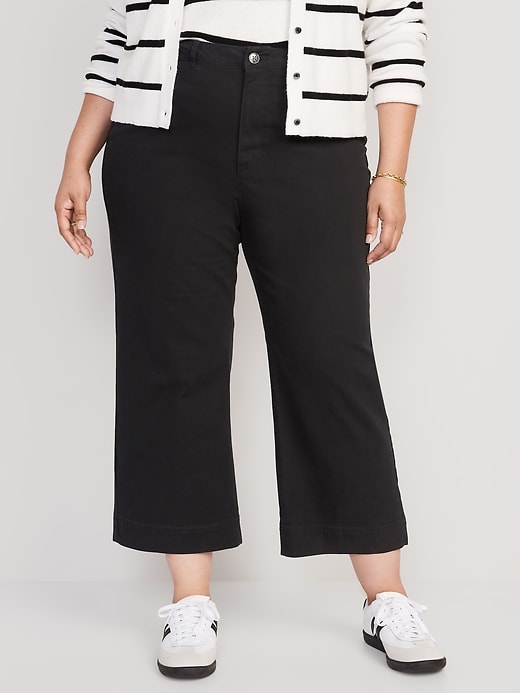 Image number 7 showing, High-Waisted Wide-Leg Cropped Chino Pants