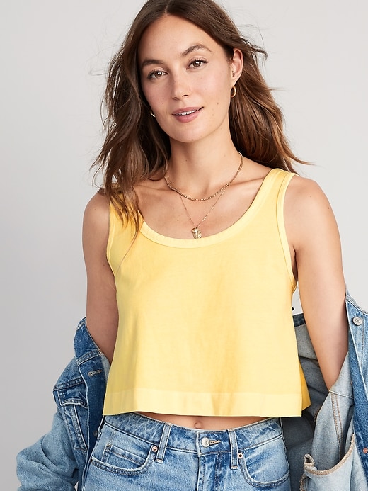 Image number 1 showing, Cropped Vintage Garment-Dyed Tank Top for Women
