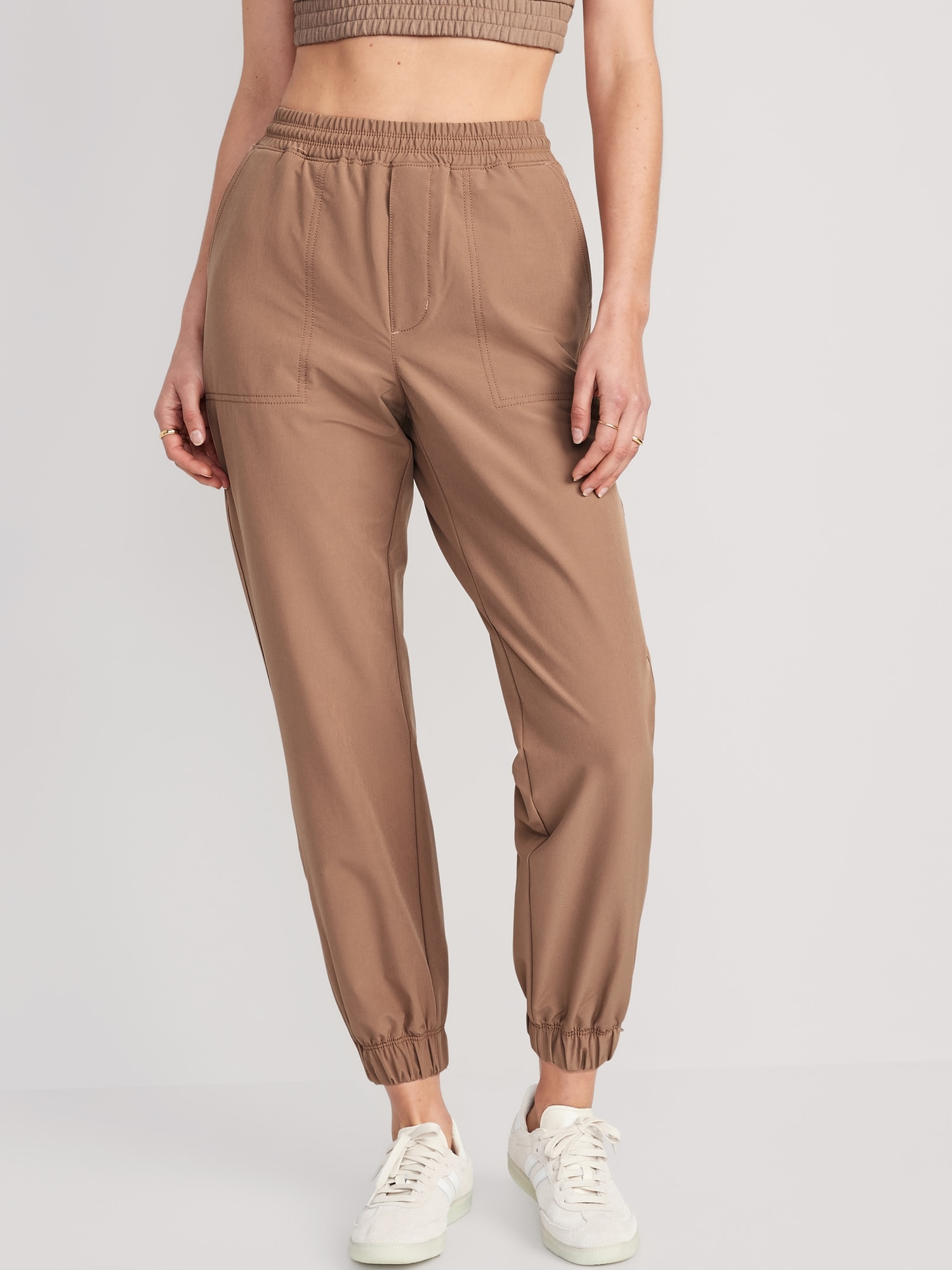 Old Navy High-Waisted All-Seasons StretchTech Water-Repellent Jogger Pants for Women beige. 1