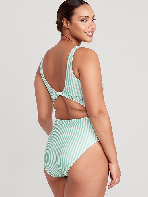 Image number 6 showing, Matching Twist-Back Cutout One-Piece Swimsuit